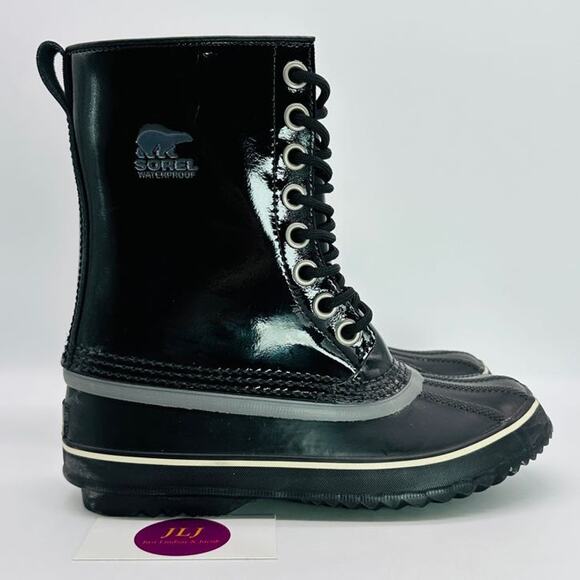 Sorel Shoes - Sorel Women's Dahlia Patent Black Lace Up Winter Snow Boots NL1559-010 Size 7